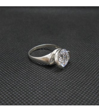 R002091 Stylish Genuine Sterling Silver Ring Solid Stamped 925 With 11mm Cubic Zirconia